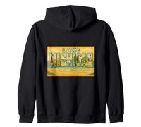 Lago Michigan Great Lakes 50s Vintage Travel Art Graphic Sudadera con Capucha