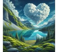 Lago Nube de Corazón Puzzle 70 Piezas,Rompecabezas DIY Adultos,Puzle Clásico para Adultos Entretenimiento Creativo, Juegos Desafiantes