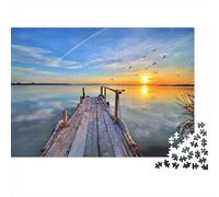 Lago Sunset Pier Puzzle Imposible,desafío para Adultos Interesante Entretenimiento Creativo 1000 Piezas Obra De Arte De Juego De para Adultos Y Niños Mayores De 12 Años 52x38cm/1000pcs