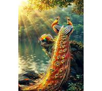 Lago Sunshine Peacock Puzle de 4000 Piezas 141x87 cm - Rompecabezas DIY Pintura, Entretenimiento Creativo Adultos Mayores de 14 años Decoración del Hogar