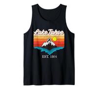 Lago Tahoe Montaña Río Retro Atardecer USA Lake Tahoe Camiseta sin Mangas