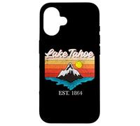 Lago Tahoe Montaña Río Retro Atardecer USA Lake Tahoe Carcasa para iPhone 16