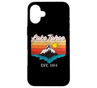 Lago Tahoe Montaña Río Retro Atardecer USA Lake Tahoe Carcasa para iPhone 16 Plus