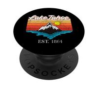 Lago Tahoe Montaña Río Retro Atardecer USA Lake Tahoe PopSockets PopGrip Adhesivo