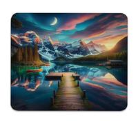 Lago Tranquilo, Muelle De Madera Cubierto De Musgo Desgastado, Cielo Nublado Espectacular, Alfombrilla De Ratón Portátil Alfombrillas De Mouse Antideslizante Alfombrilla para Ratón 25X30Cm