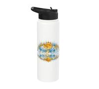 Lago Vida Montaña Iluminada Por La Luna Desierto Ciervo Reflexión Natur Stainless Steel Insulated Water Bottle