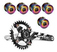 Lagomloot 5 pernos de cadena de bicicleta de carretera, tornillos de piñón de aleación de aluminio ligero para rueda de cadena doble individual, plata de 4,9 mm de repuesto directo