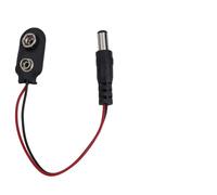 Lagomloot Adaptador de clip de batería de 9 V, paquete de 10 conectores positivos de punta CC con protector para anillo para placas de amplificador, cable negro de 10 cm