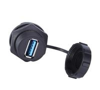 Lagomloot Adaptador de montaje en panel USB 3.0 hembra doble, IP67 impermeable con rosca 13/16-28UN, conector ignífugo PA66 para uso industrial