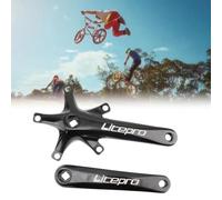 Lagomloot Bielas de bicicleta, manivela de aleación de aluminio de 170 mm para bicicleta de carretera BCD de 130 mm, diseño plegable cuadrado negro