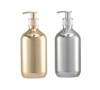 Lagomloot Botella dispensadora de jabón, botellas redondas de plástico PET de 300 ml con apertura rápida para cocina, baño, baño, acabado cromado dorado