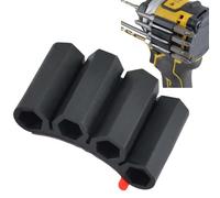 Lagomloot Funda para taladro eléctrico con soporte magnético de 4 ranuras para brocas hexagonales de 1/4 pulgadas, accesorio ABS seguro para controladores de impacto, almacenamiento compacto para