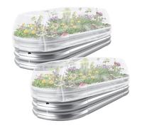 Lagomloot Fundas de malla de jardín para camas elevadas, paquete de 2 redes rectangulares para plantas con cordón, color blanco, 130 x 70 x 45 cm