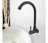 Lagomloot Grifo purificador de agua de cocina negro, grifo frío de una sola palanca con burbujeador para familias conscientes de la salud, acero plástico G1/2 negro