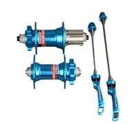 Lagomloot Juego de cubos de bicicleta para NovaTec D791SB/D792SB 32H Freno de disco 8-11 velocidades, azul delantero y trasero con QR