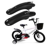 Lagomloot Juego de guardabarros de bicicleta para niños, delantero y trasero para guardabarros para bicicleta de 12 a 14 pulgadas, protector de lluvia de plástico ligero, color negro