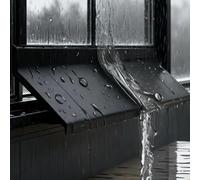 Lagomloot Protector de lluvia negro, deflector impermeable con canal de drenaje biselado de 135° para puertas correderas, barrera autoadhesiva de sellado contra la intemperie