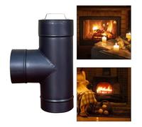 Lagomloot Tubo de estufa de pared única negro de 6 pulgadas, acero de alta temperatura con tapa de limpieza para eliminación de hollín, compatible con sistemas de chimenea de clase A