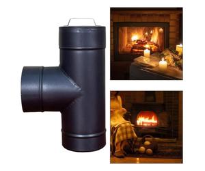 Lagomloot Tubo de estufa de pared única negro de 6 pulgadas, acero de alta temperatura con tapa de limpieza para eliminación de hollín, compatible con sistemas de chimenea de clase A