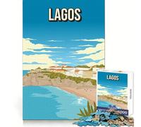 Lagos Portugal Ciudad Costera Arte Algarve Playa Viajes Impresión Rompecabezas de 1000 Piezas para Adolescentes Recall Power Serene Escape Bordes precisos Regalo de cumpleaños (50x75cm)