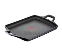 Lagostina Aroma - Placa grill antiadherente de aluminio fundido a presión, 26 x 32 cm, para inducción, gas y horno con indicador de cocción Thermo-Signal y revestimiento de titanio para mantener el