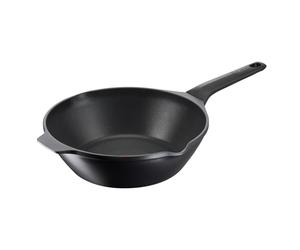 Lagostina Aroma Wok - Sartén antiadherente de aluminio fundido a presión Ø 28 cm, sartén de inducción a gas y horno con indicador de cocción de señal térmica y revestimiento de titanio para mantener
