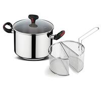 Lagostina Cacerola multicocción con doble cesta y tapa de cristal perforado, aluminio, plata, 22 cm, 5 litros, 10248020922