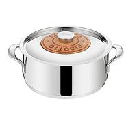 Lagostina Emozione Risottiera + Tapa con Inserción de Madera de Cerezo Ø 24 cm, Olla Inducción y Gas en Acero Inoxidable 18/10 y Madera, con Fondo Lagotherm de Triple Capa y Asas Soldadas Anchas