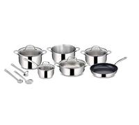 Lagostina Evelia Set de Cocina de Acero Inoxidable 18/10 para Inducción, Gas y Horno, 13 Piezas, Juego con 4 Cacerolas, Olla, Sartén Antiadherente, Cuchara, Espátula, Cuchara para Espaguetis, 4 Tapas