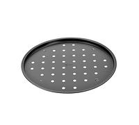 Lagostina Gustosa - Bandeja para pizza perforada de acero antiadherente para horno, color negro, diámetro de 32 cm