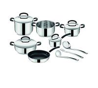 Lagostina Juego de Utensilios de Cocina de Acero Inoxidable 18/10 para Inducción, Gas y Horno, 13 Piezas, Juego con 4 Cacerolas, Olla, Sartén Antiadherente, Cuchara, Espuma, Porta Fideos, 4 Tapas