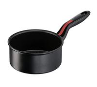 Lagostina Línea Roja Cacerola Fonda Mango Largo, Aluminio, Negro, Ø 16 cm, Olla de inducción, gas y horno hasta 175 °C, borde a verter, manicura de silicona antideslizante