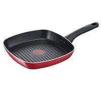 Lagostina Parrilla antiadherente de aluminio, 26 x 26 cm, inducción, gas y horno, con indicador de cocción Thermo-Signal, revestimiento Titanium Easy, mango ergonómico de Bakelita