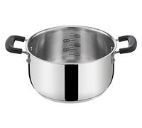 Lagostina Práctica cacerola de acero 18/10 con asas dobles de silicona, olla para inducción, gas y horno hasta 210°, 22 cm