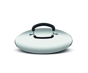 Lagostina Práctica tapa de acero inoxidable 18/10, gris y negro, diámetro 26 cm