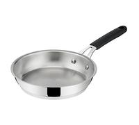 Lagostina Tempra Acero Sartén Ø 20 cm de acero inoxidable 18/10 con fondo Lagotherm y mango ergonómico de silicona, sartén para inducción, gas y horno