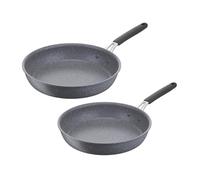 Lagostina Tempra® Mineral Bis 012163600002 - Sartenes de 24/28 cm, revestimiento mineral, antiadherente, seguro, fácil de limpiar, apta para inducción, 012163600002