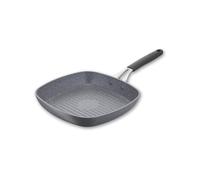 Lagostina Tempra Mineral - Placa antiadherente de acero y aluminio con revestimiento mineral+ Ø 26 x 26 cm, mango de silicona, efecto piedra, apta para todas las fuentes de calor