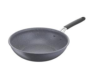 Lagostina Tempra Mineral Wok Antiadherente de acero y aluminio con revestimiento mineral+ Ø 28 cm, mango de silicona, efecto piedra, apta para todas las fuentes de calor