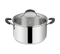 Lagostina Tempra acero inoxidable 18/10 + tapa de cristal, con fondo Lagotherm y asas de silicona