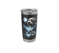 Lagotto Romagnolo Aullando a la luna, perro retro de los 90 Vaso térmico de acero inoxidable de doble pared
