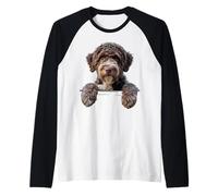 Lagotto Romagnolo, Divertido Perro trufado Italiano Que se asoma Camiseta Manga Raglan