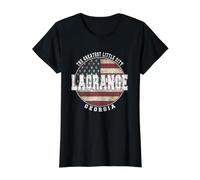 LaGrange Georgia, Bandera Americana Vintage Camiseta gráfica económica, Mujer, Negro, S