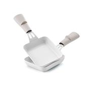 LAGRANGE Juego de 2 sartenes raclette rectangulares cerámicas mango mineral