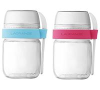 LAGRANGE, lote de 2 tarros de yogur compartimentados, cuchara pequeña incluida, fabricación francesa, apto para lavavajillas, 440403