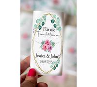 Lágrimas de alegría con pañuelos de boda, regalos personalizados (Schön.dass du da bist - 50 x Set)
