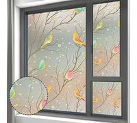 Laguhhe Vinilo para Ventana Privacidad, Electrostática Pegatinas Translúcidas Esmeriladas para Ventana, Patrón de Pajarito Película Decorativa Anti-UV para Baño Dormitorio Oficina Cocina 44.5 x 200cm