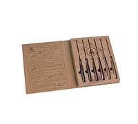 LAGUIOLE - Caja 6 Cuchillos para bistec - Mango de madera Pakka 3 colores surtidos - Acero inoxidable - Caja de regalo de cartón con la historia de la marca - Estilo y comodidad de uso - Muy resistente