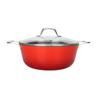 LAGUIOLE, Cazuela de Hierro Fundido 28x12cm Roja, Óptima retención del calor, ligera, antiadherente, fácil mantenimiento, compatible con todas las fuentes de calor, cocción sana y eficiente, 6 L, roja