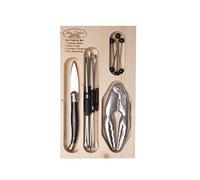 Laguiole Jean Dubost - Juego de Utensilios para marisco, Cuchillo para ostras y 6 Palillos, 6 rascadores para Langosta, 1 Pinza para Cangrejo